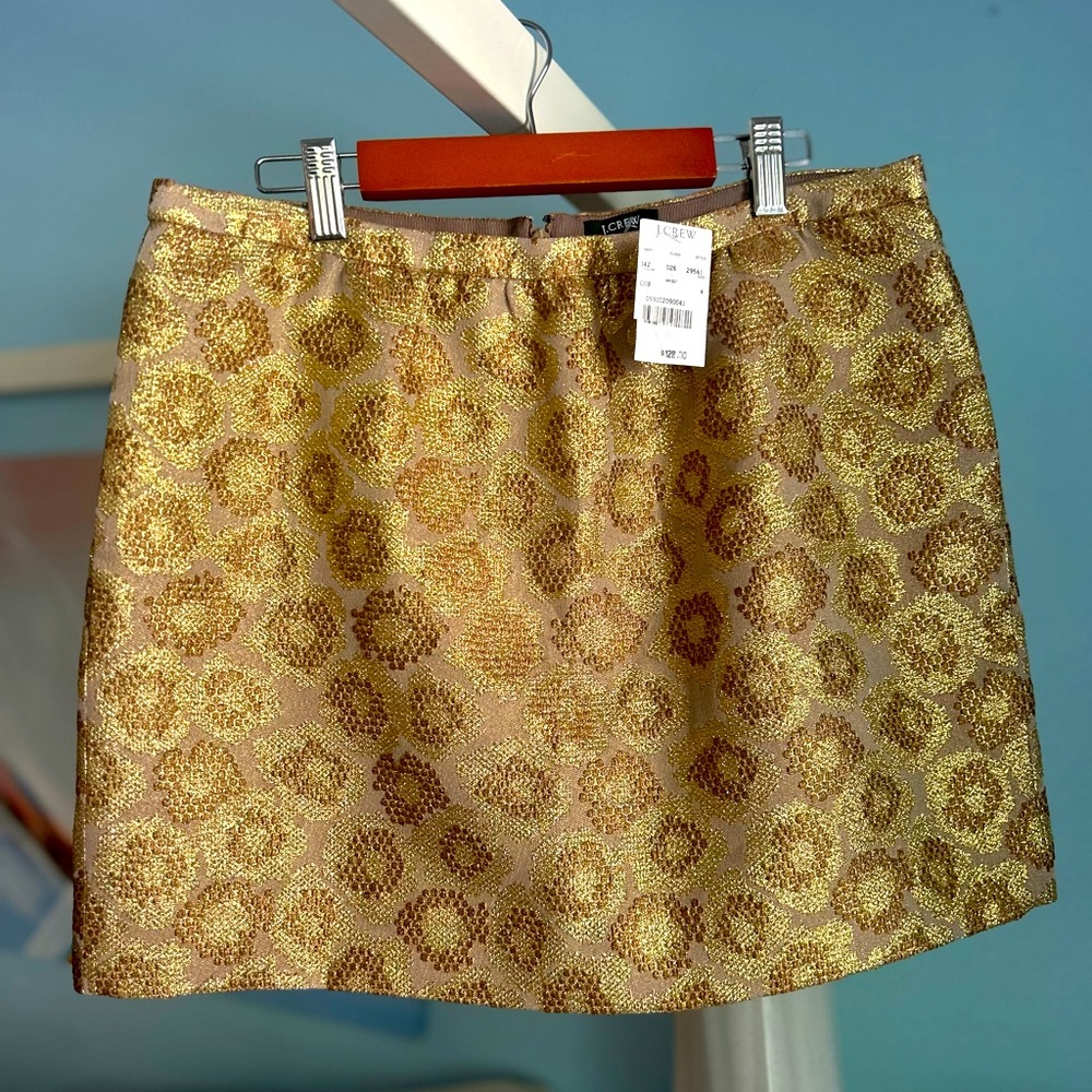 NEW J Crew Gold Print skirt 4 / NWT